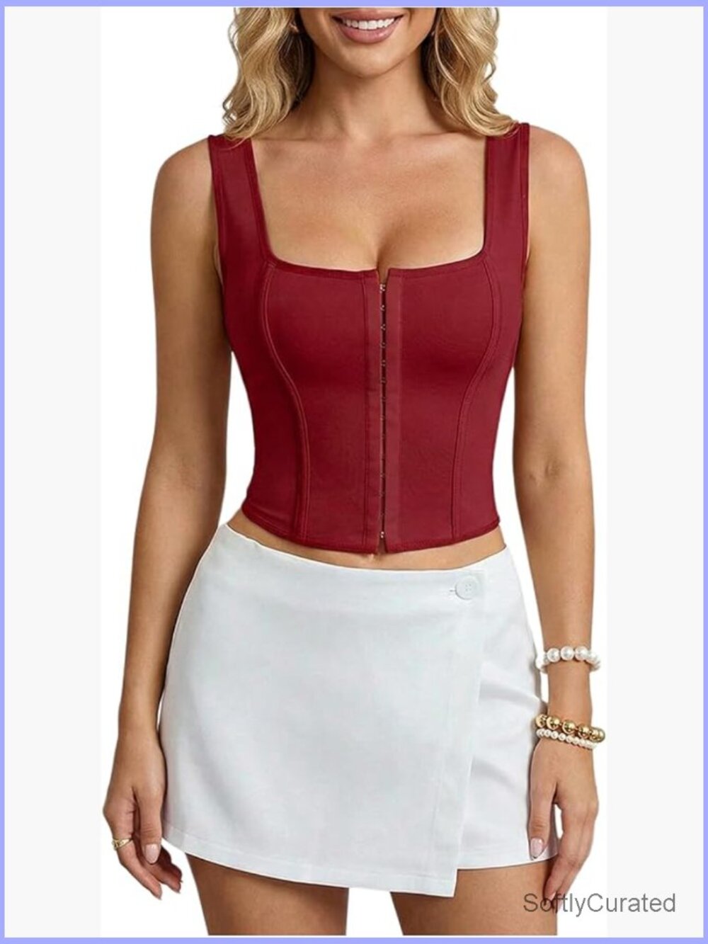 Y2K Lace Up Overbust Corset Top Square Neck Crop Slim Fit